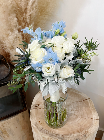 Bridal Bouquet - Delphinium and Thistle