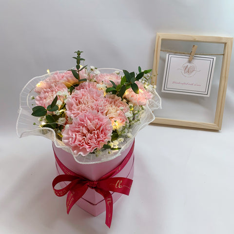 Carnations in Box - A Pink Cake