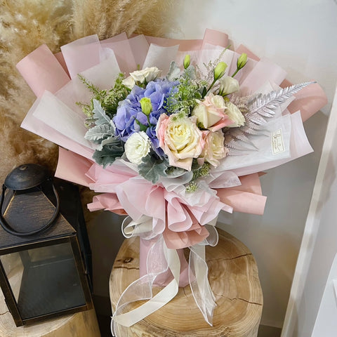 Fresh Bouquet - Hydrangea with Pink Roses