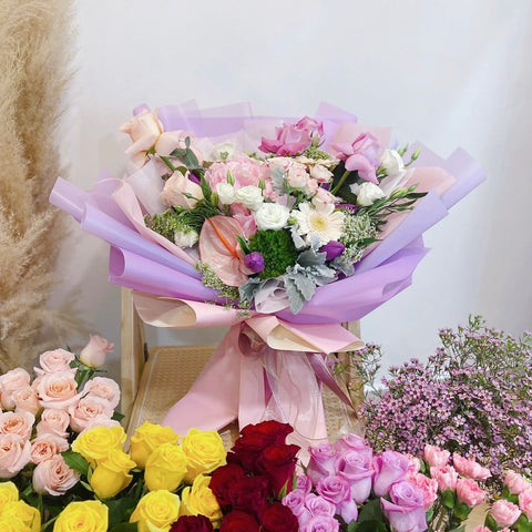 Fresh Bouquet - Luxurious Mixed of Pink Purple Flowers