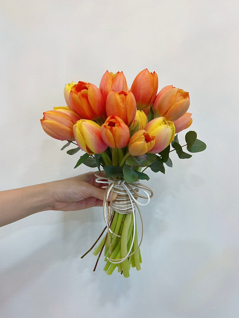 orange tulip bridal bouquet